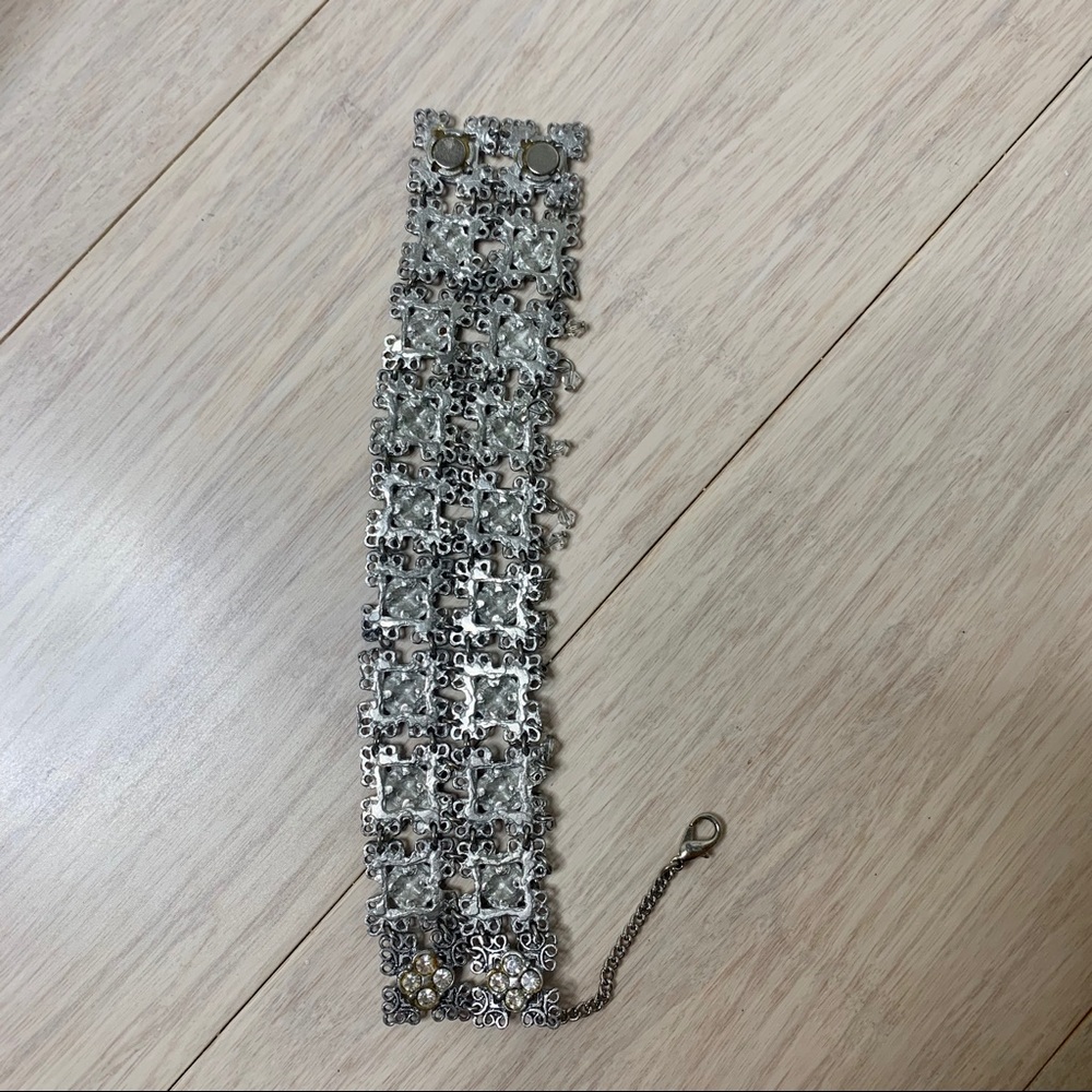 Silver Diamond Statement Bracelet - image 6